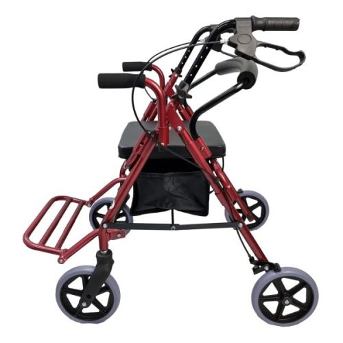 Super Compact Folding Rollator, Aluminium Walking Frame With Hand Brakes, Arm Rests, Under Seat Bag And Footrest-2 Super Compact Folding Rollator, Aluminium Walking Frame With Hand Brakes, Arm Rests, Under Seat Bag And Footrest