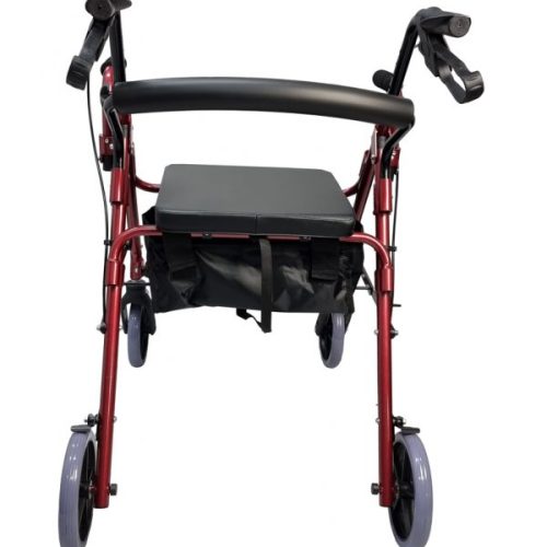 Super Compact Folding Rollator, Aluminium Walking Frame With Hand Brakes, Arm Rests, Under Seat Bag And Footrest-3 Super Compact Folding Rollator, Aluminium Walking Frame With Hand Brakes, Arm Rests, Under Seat Bag And Footrest
