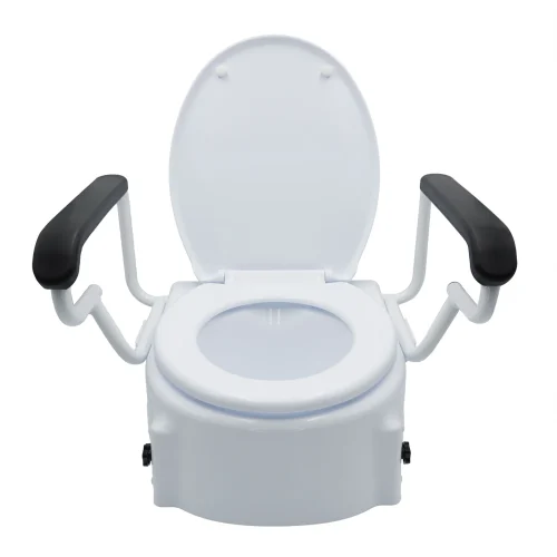 Adjustable Toilet Seat Raiser With Flip Up Arm Rests Easy Installations, 136 Kg Capacity-2 Adjustable Toilet Seat Raiser With Flip Up Arm Rests Easy Installations, 136 Kg Capacity
