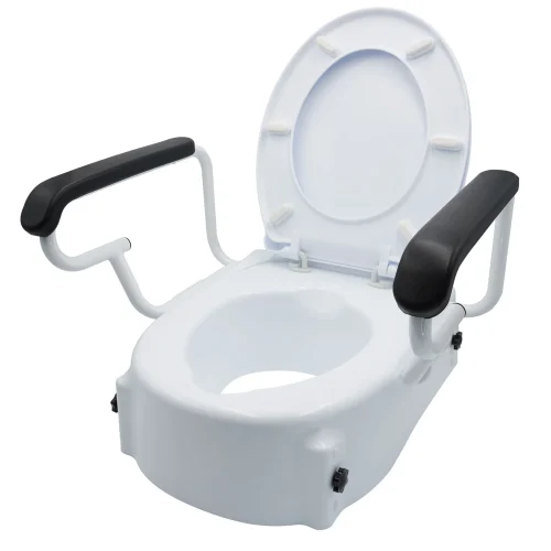 Adjustable Toilet Seat Raiser With Flip Up Arm Rests Easy Installations, 136 Kg Capacity-3 Adjustable Toilet Seat Raiser With Flip Up Arm Rests Easy Installations, 136 Kg Capacity