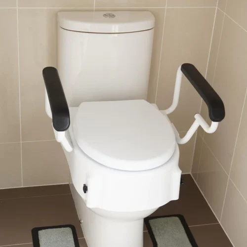 Adjustable Toilet Seat Raiser With Flip Up Arm Rests Easy Installations, 136 Kg Capacity-4 Adjustable Toilet Seat Raiser With Flip Up Arm Rests Easy Installations, 136 Kg Capacity