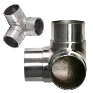 2 PIECES Three Way 90 degrees Y Shape Stainless Steel Rail Connector For Stairs